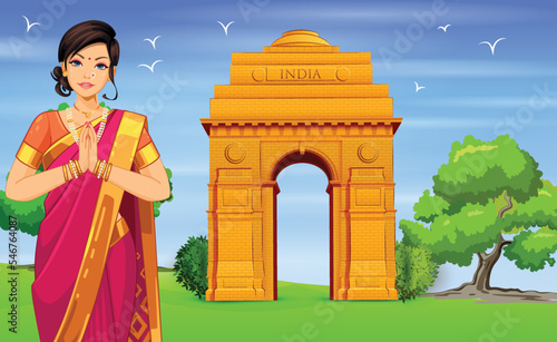 BEAUTIFUL WOMEN WELCOMES TO INDIA GATE