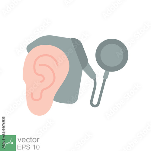 Cochlear implant icon. Simple flat style. Cybernetics, human ear with electronic device, technology, medical concept. Vector illustration isolated on white background. EPS 10.