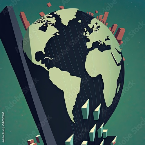 Global financial crisis stock market crash collapse of economy and wall street in ruis, end of banking and financial system, concept illustration photo