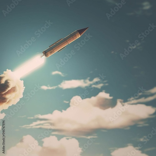 Missile Shooting Into The Sky | Created Using Midjourney and Photoshop