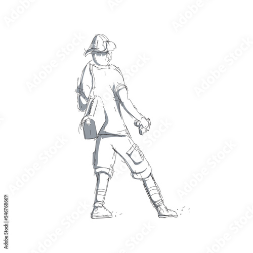 Sketch of person holding camera