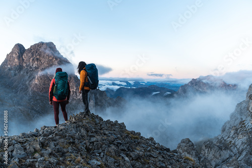 Hiking and exploring at mountain atmosphere
