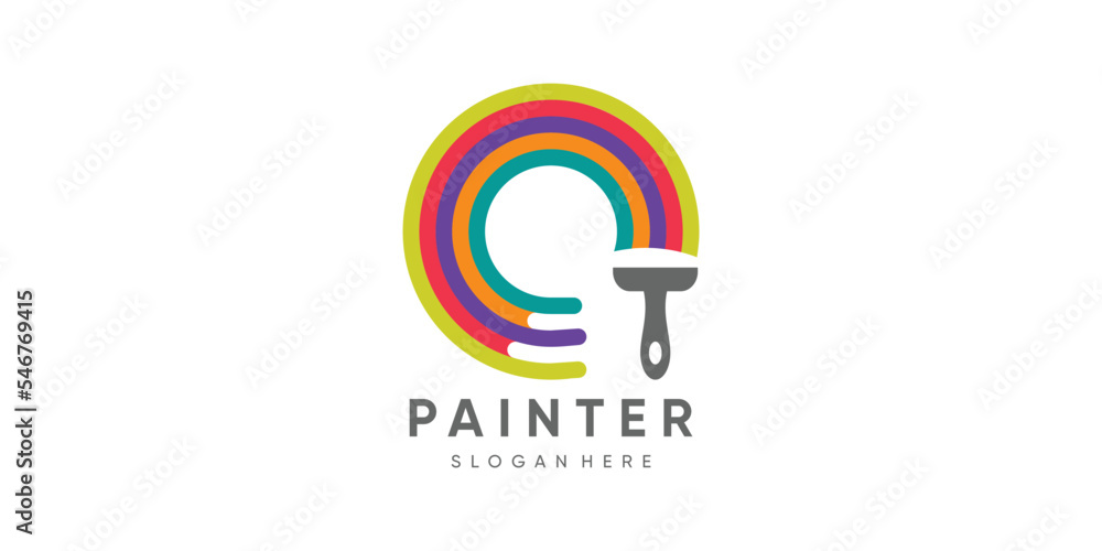 Paint logo design for business and construction Premium Vector