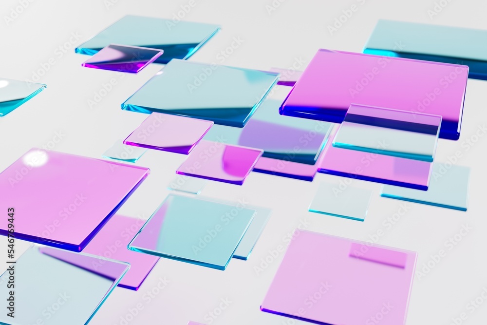 Colored abstract transparent purple elements 3d render close-up. Colored abstract transparent purple elements 3d render close-up.