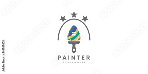 Paint logo design for business and construction Premium Vector