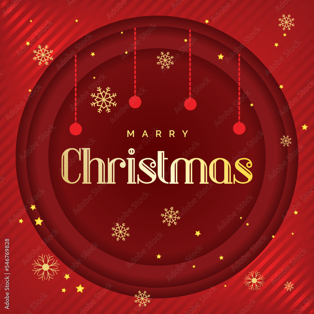 Merry Christmas Typo Background Banner Design Paper Cut Style Red Color Merry Christmas Typo Background Banner Design Paper Cut Style Red Color