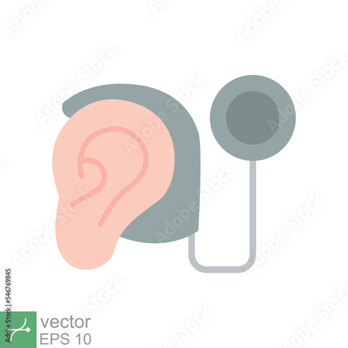 Cochlear implant icon. Simple flat style. Cybernetics, human ear with electronic device, technology, medical concept. Vector illustration isolated on white background. EPS 10.