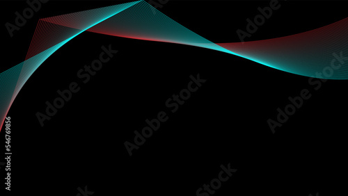Abstract background. Line art in blue, red, soft gradient contrasts sharply with black