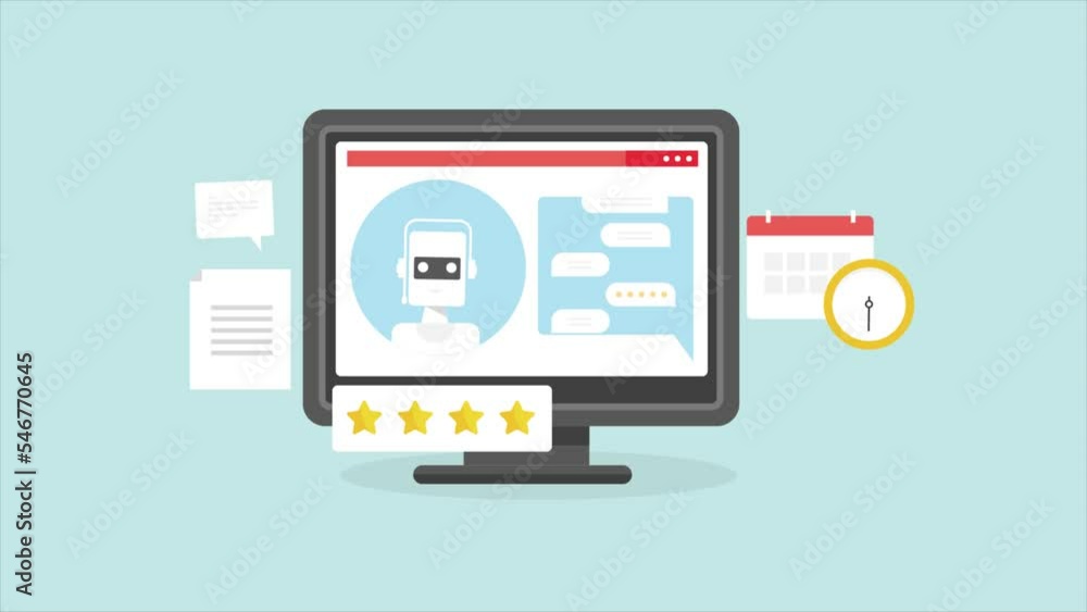 AI powered chatbot providing customer support, giving answers to user query video animation. AI powered chatbot providing customer support, giving answers to user query video animation.