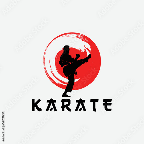 Fast kick fighting technique silhouette vector illustration. Modern and simple logo for karate,judo and martial art icon.