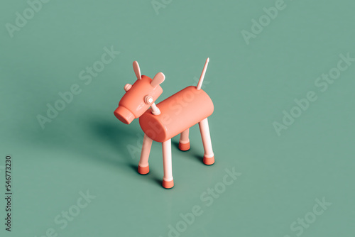 pink toy animal. 3d render photo