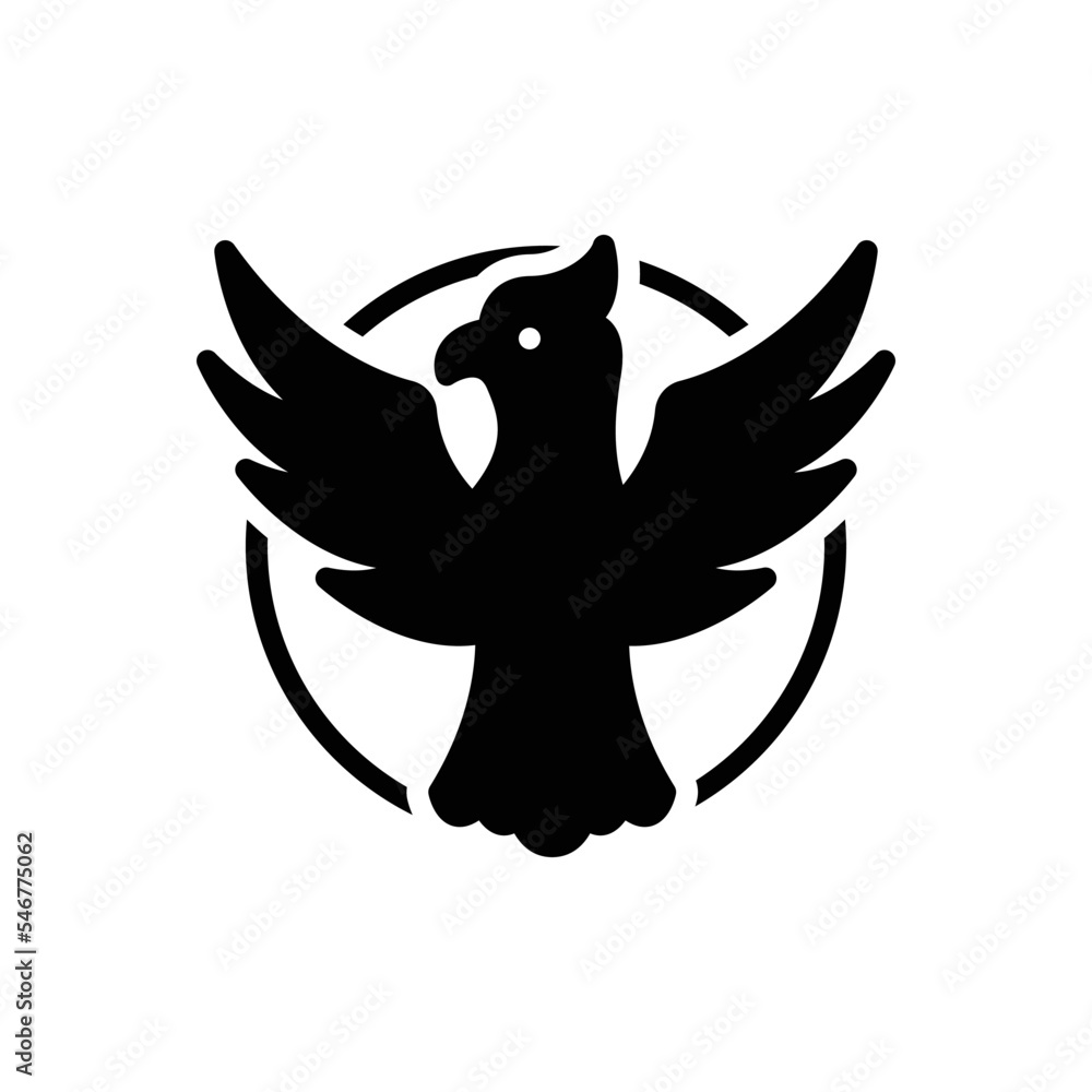 Fototapeta premium Black solid icon for phoenix