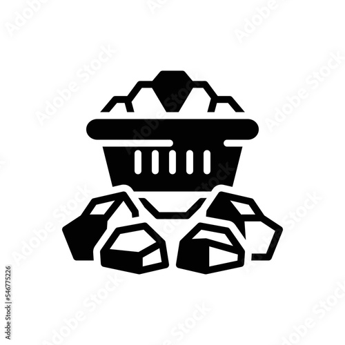 Black solid icon for coal
