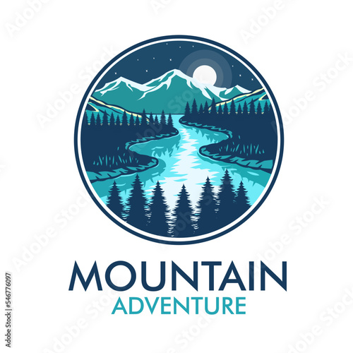 Illustration mountain logo vector. Premium Mountain and lake logo abstract illustrations vector