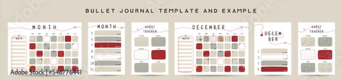 Bullet journal template. Vector illustration.