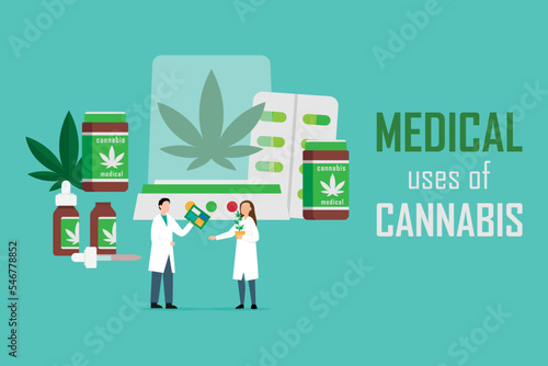 Legal production of medicines from weed 2d vector illustration concept for banner, website, illustration, landing page, flyer, etc