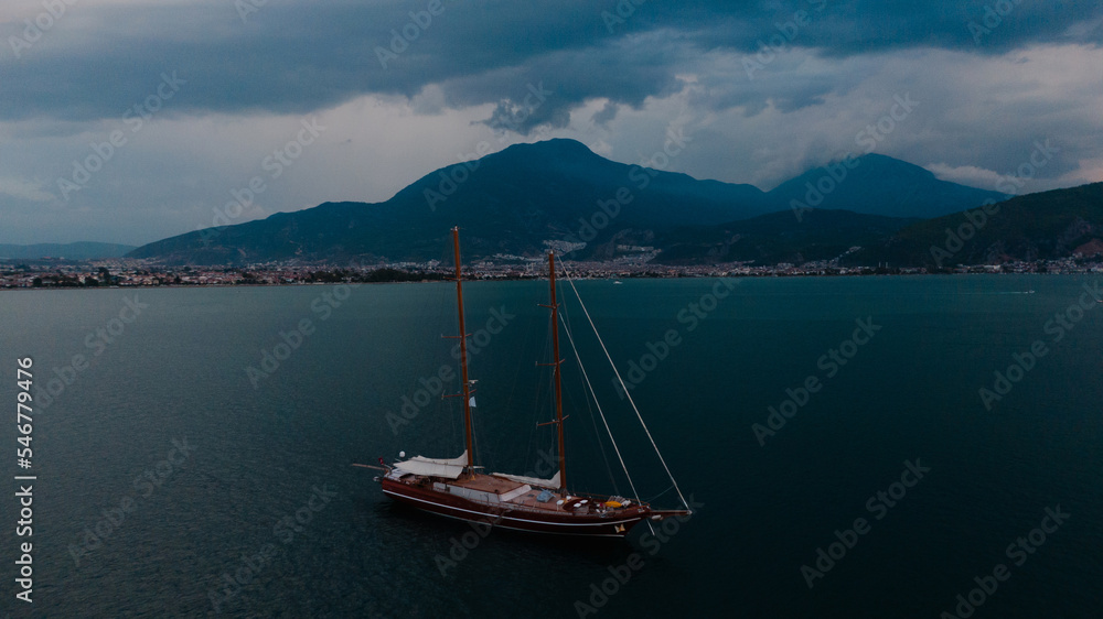 sailboat in marina at a stormy weather sailboat in marina at a stormy weather