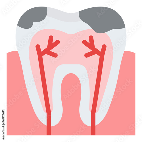 decayed teeth cavity nerve teeth icon