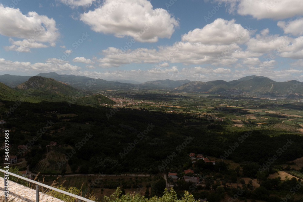 Panoramic view of Pietravairano, a village in the province of Caserta, Italy.