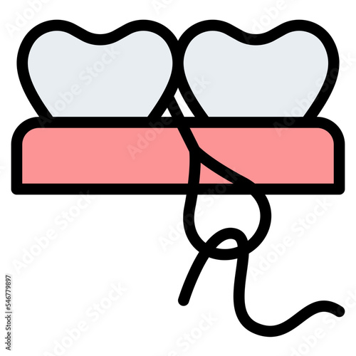 dental floss threader tooth dental hygienic icon