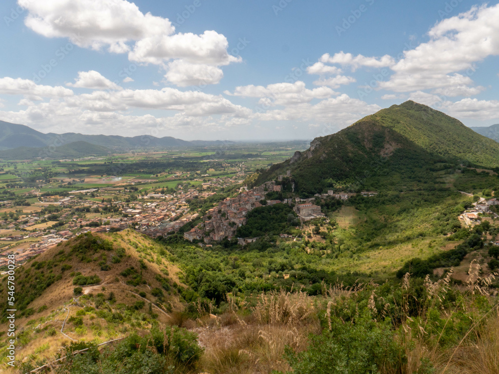 Panoramic view of Pietravairano, a village in the province of Caserta, Italy.