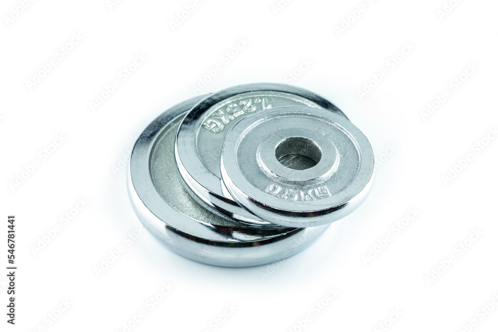 dumbbell silver set on white background. dumbbell silver set on white background.
