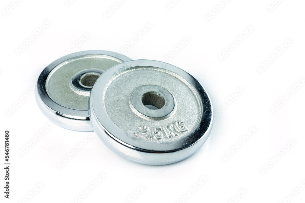 dumbbell silver set on white background. dumbbell silver set on white background.