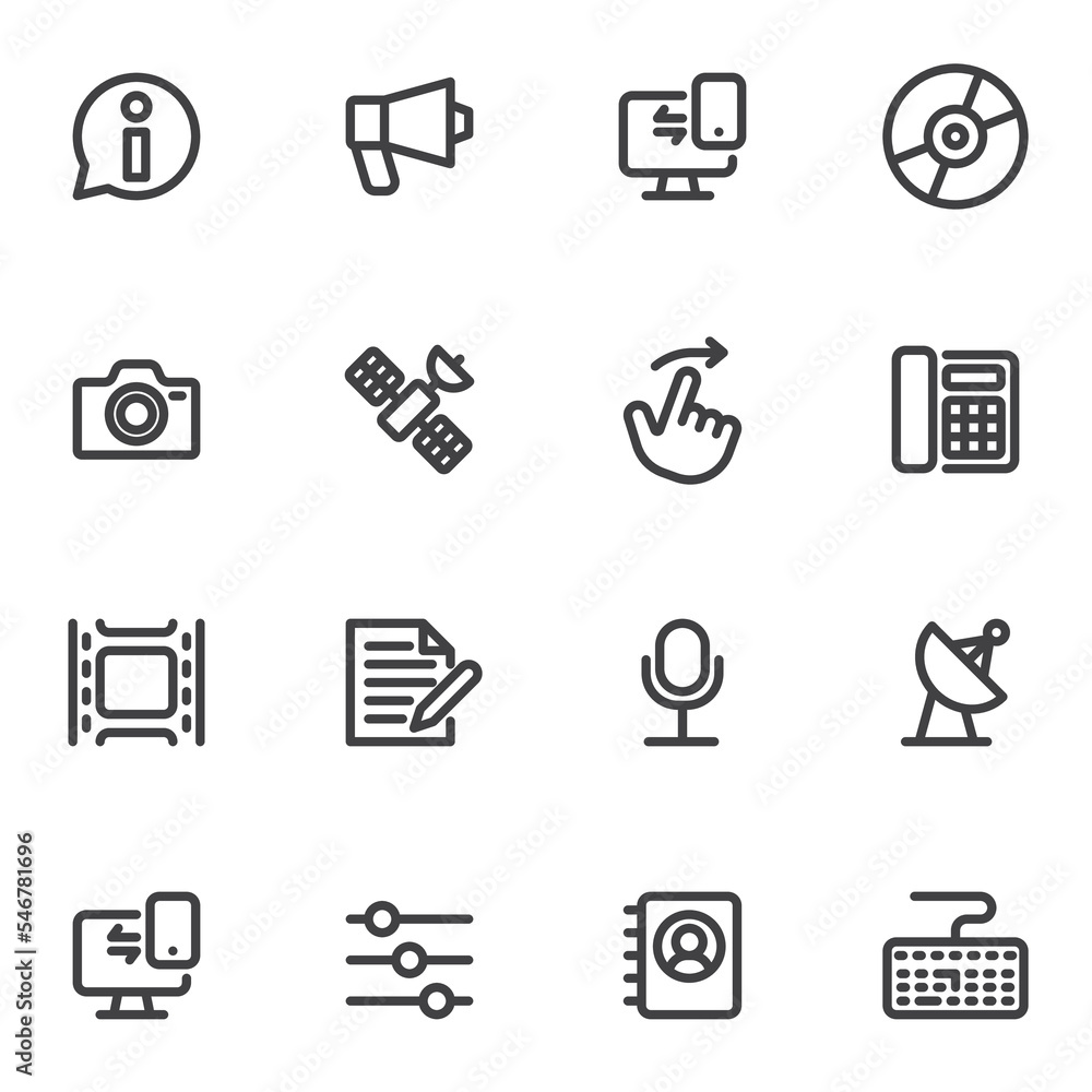 Basic UI line icons set