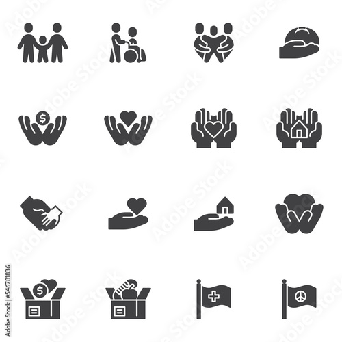 Help and care vector icons set