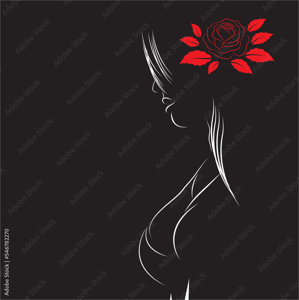 silhouette of a girl with a rose silhouette of a girl with a rose