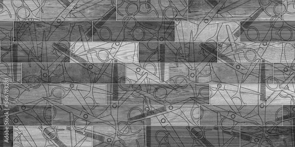 Fototapeta premium seamless scissors barber tools pattern design illustration