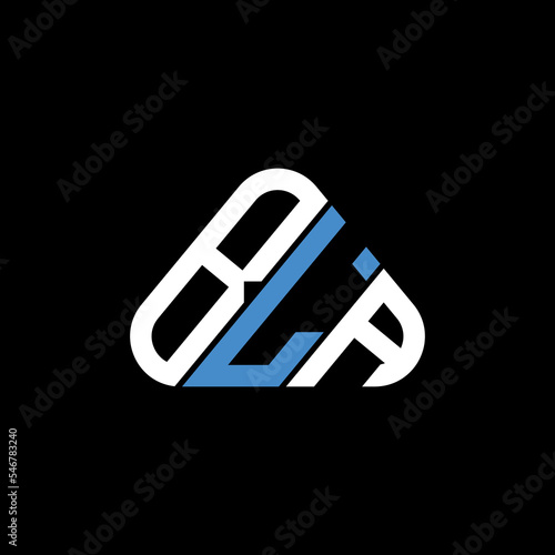 BLA letter logo creative design with vector graphic, BLA simple and modern logo in round triangle shape.