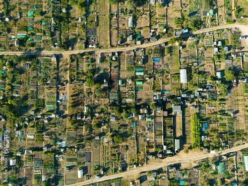 Obraz na plátně Aerial shot of farms and buildings in the countryside of Suffolk, Virginia