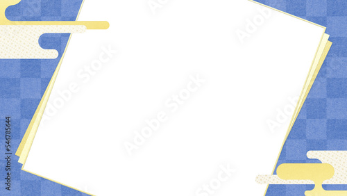 Oriental background material that combines squares and traditional pattern