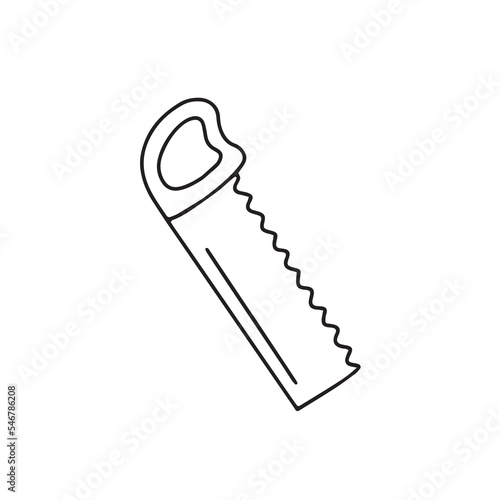 Vector hand drawn saw. Isolated on white background drawing for prints and posters.