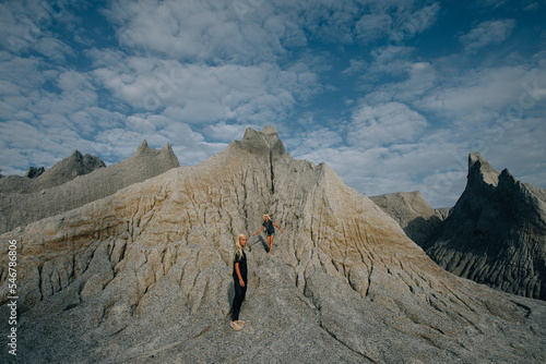 Children at the spiky hills