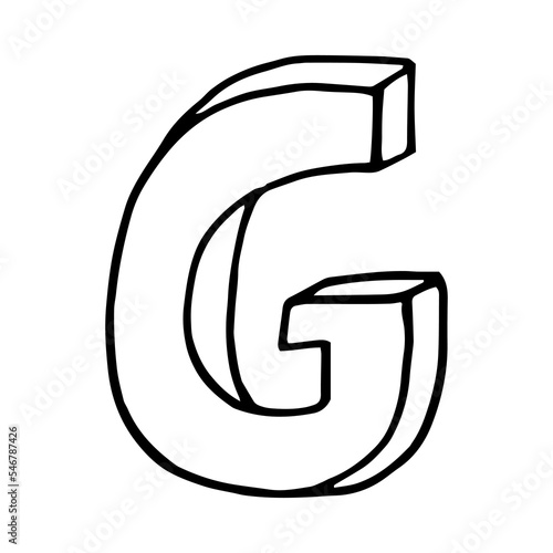 letter G hand drawn in doodle style.