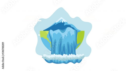 half earth with water fall ecology animation photo