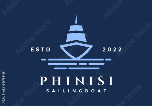 Phinisi sailing ship logo suitable for company symbol.