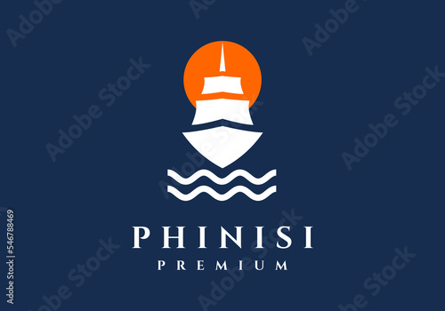 Phinisi sailing ship logo suitable for company symbol.