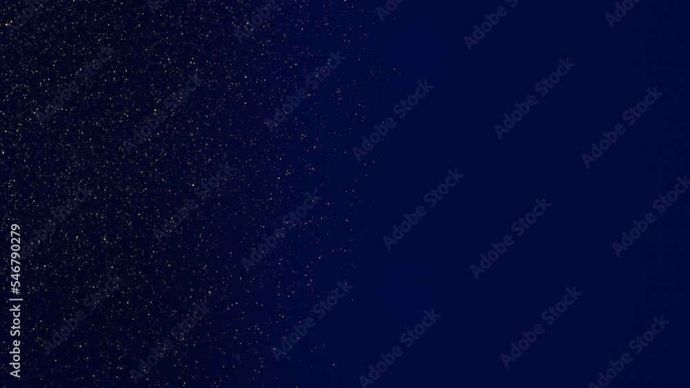 Gold tiny dots glitter on dark blue gradient background on the left side of the frame. Abstract backdrop party or holidays concept with copy space Gold tiny dots glitter on dark blue gradient background on the left side of the frame. Abstract backdrop party or holidays concept with copy space