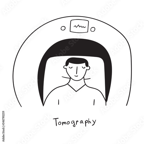 Tomography. Outline vector icon. Medical concept.