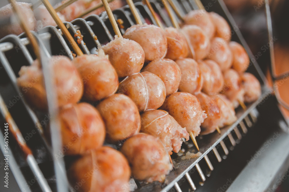 Grilled Sausages on market in Thailand. Grilled Sausages on market in Thailand.
