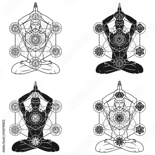 Vector design of man doing yoga