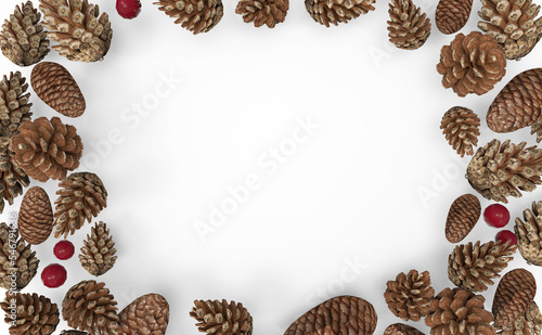 3d rendering. Christmas pin cone decorating on white background.