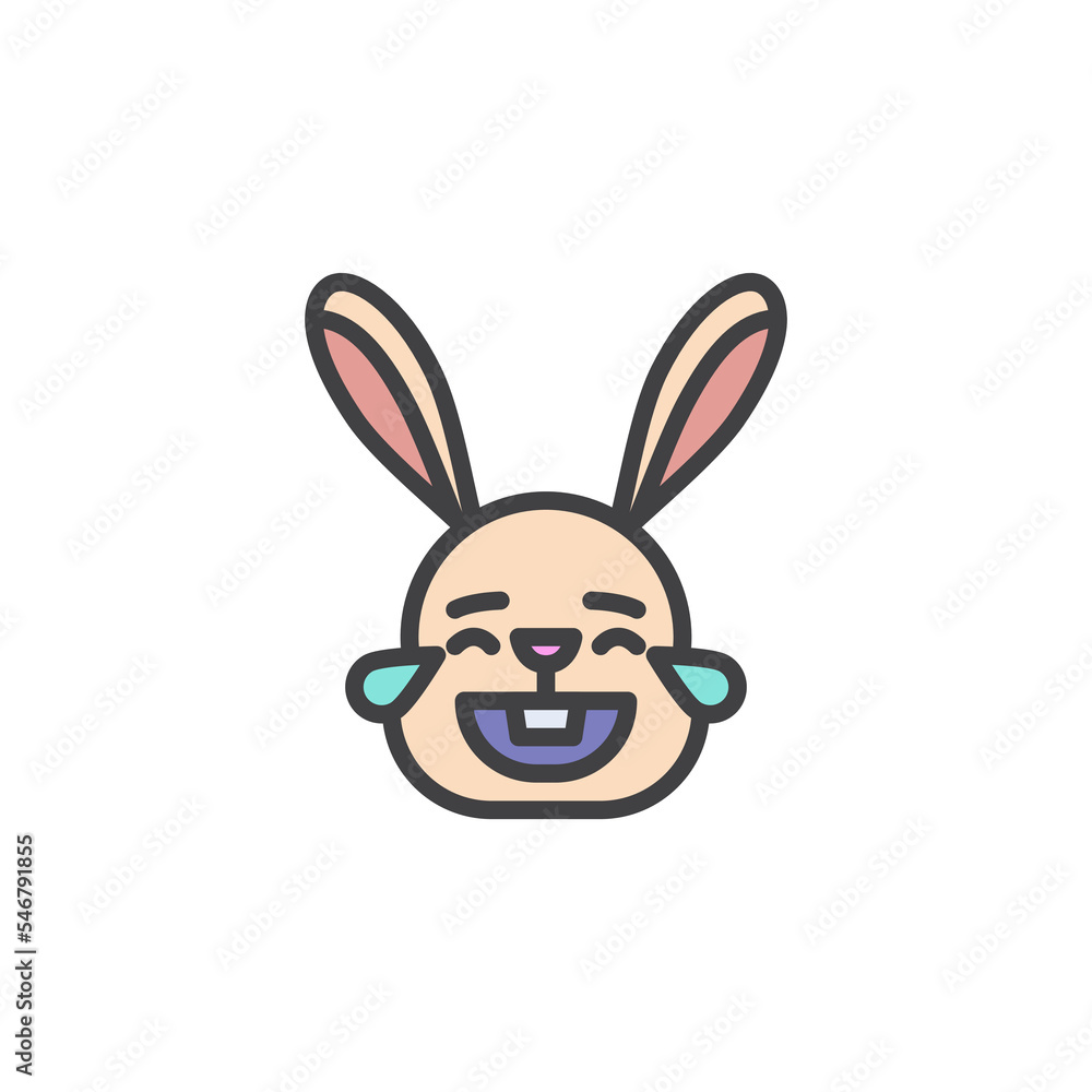 Rabbit Face with Tears of Joy emoticon filled outline icon Rabbit Face with Tears of Joy emoticon filled outline icon