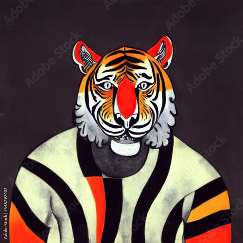 Portrait of a tiger man. An...