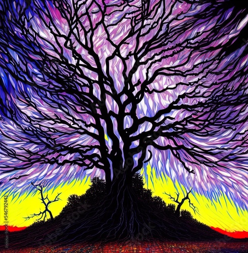 abstract tree, impressionis...