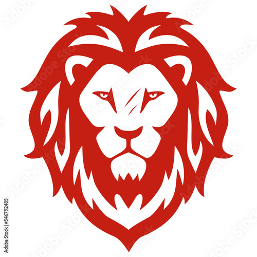 Red Lion Head Scar Logo Vector Illustration Mascot Design 