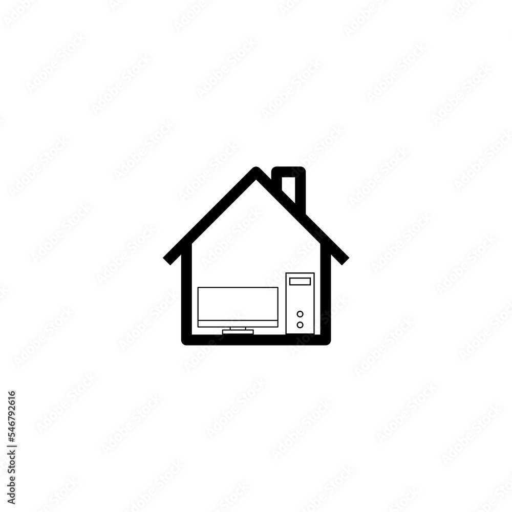 Work from home computer icon isolated on white background Work from home computer icon isolated on white background